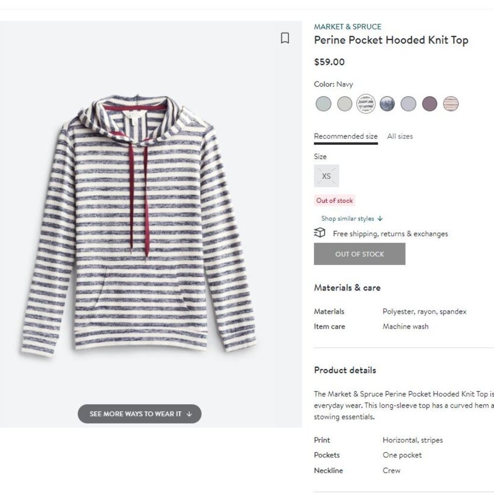 Market & Spruce Perine Pocket Hooded Knit Top
